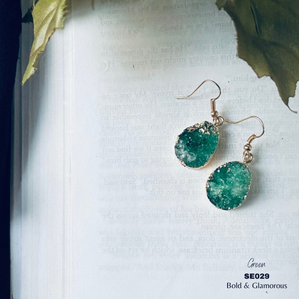 Retro Simulated Resin Drop Earring | SE029 | Green