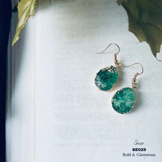 Retro Simulated Resin Drop Earring | SE029 | Green