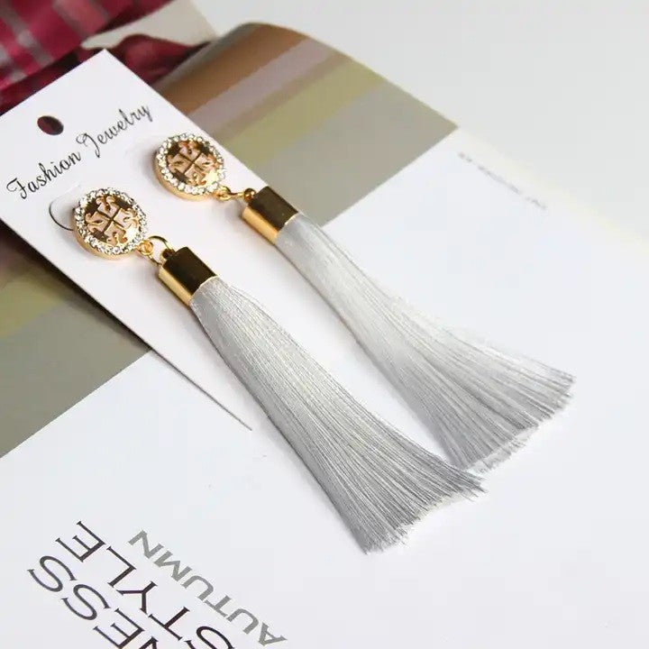 Long Tassel Earring | SE033 | White
