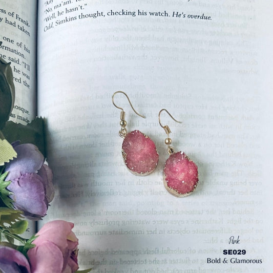 Retro Simulated Resin Drop Earring | SE029 | Pink
