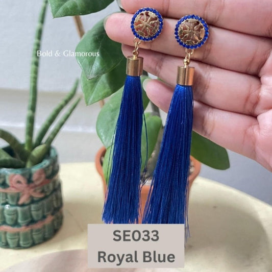 Long Tassel Earring | SE033 | Royal Blue