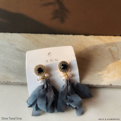 Something Blue Earring | SE025 | Stone Tassel Drop