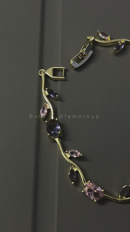 Zircon Tulip Bracelet | Pink Purple