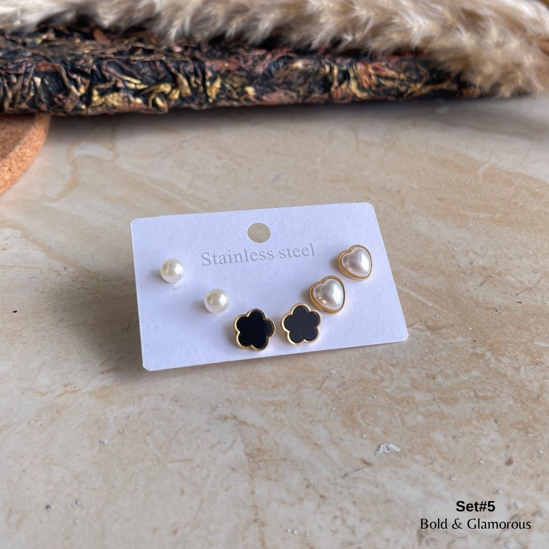 Stud Earring Set | STSES005 | Set#5 Love Pearls