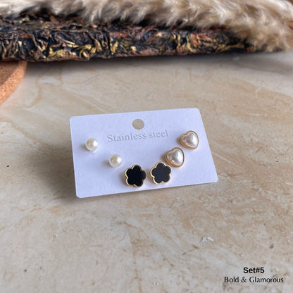 Stud Earring Set | STSES005 | Set#5 Love Pearls